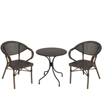 Macabane Sal&oacute;n de jard&iacute;n para 2 con mesa redonda de 70 cm y sillas de textileno