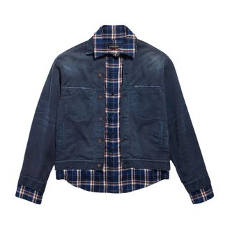 Balenciaga Denim Jackets, male, Blue, Size: M Patched Shirt Denim Jacket