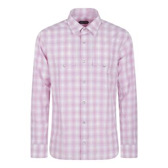 Tom Ford Geruit Overhemd - Heren - Casual Overhemden - Roze - 3XL - Katoen - Overhemden