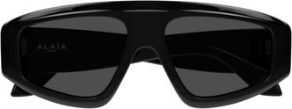 Alaia Bold Oversized Rectangular Sunglasses With Glossy Black Acetate