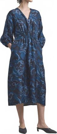M.Patmos Saltaire Silk Dress In Navy Floral