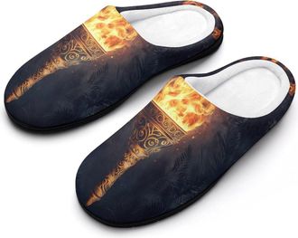 Generic Fiery Flame Womens Slippers Warm House Slippers Indoor House Shoes with Anti-Skid Rubber Sole