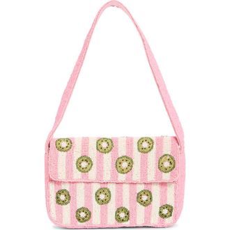 Collection XIIX Kiwi Stripe Beaded Baguette Shoulder Bag in Pink Multi at Nordstrom Rack