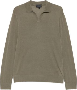 Emporio Armani polo-collar sweater - men - Cotton - M - Green