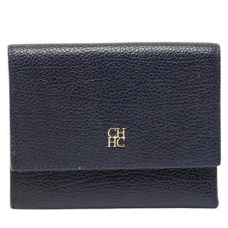 Carolina Herrera Pre-owned Trifold Wallet - Dames - Pre-owned - Blauw - Maat: ONE Size Leer