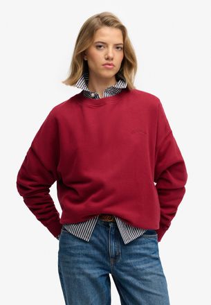 Superdry Sweatshirt SUPERDRY ESSENTIAL LOGO CREW, Damen, Gr. XXL, bordeaux rot, Sweatware, Obermaterial: 100% Baumwolle, unifarben, oversize normal, Rundhals, 