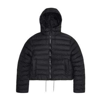 Rains Short Puffer Jacket - Dames - Winterjassen - Zwart - XS - Leer - Jassen