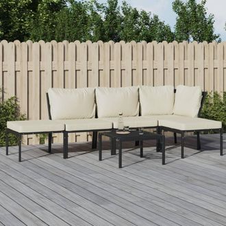 vidaXL Juego De Muebles De Jard&iacute;n 6 Piezas Acero Y Cojines Color Arena Vidaxl