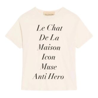 Valentino Garavani T-Shirts, male, White, Size: XL Cotton T-Shirt with Le Chat de la Maison Icon Muse Anti Hero Print