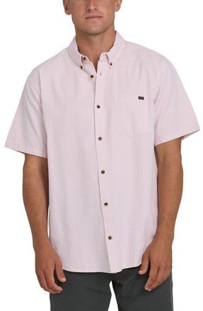 Billabong All Day Short Sleeve Slub Cotton Blend Button-Down Shirt in Ash Rose at Nordstrom, Size X-Large