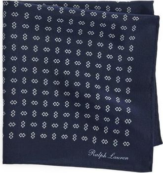 Ralph Lauren Purple Label Linked Diamond Deco Print Silk Pocket Square in Navy at Nordstrom