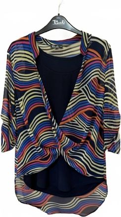 Bali Intimates Womens Two Piece Wave Blouse In Navy, Orange, Pink