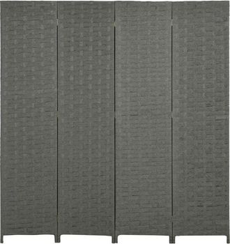 HOMCOM Homcom - 4 Panel Folding Room Dividers for Wall, Privacy Screen Panels Grey