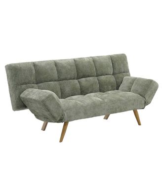 Home Heavenly Sof&aacute; cama click-clack de tela en color verde y patas de madera beige