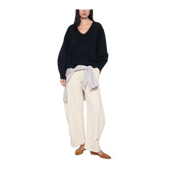 Soft Goat Maglione corto in maglia con scollo a V - - Knitwear - Donna - Blu - XS