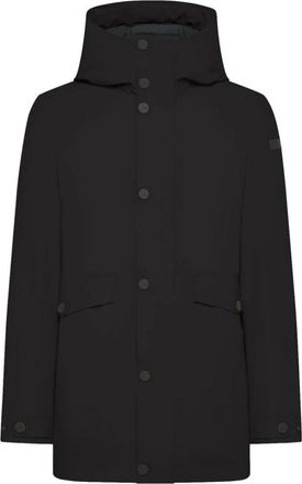 Roberto Ricci Design Zwarte Parka Jas met Surflex Stof - Heren - Parka Jassen - Zwart - XL - Jassen