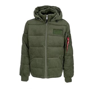 Alpha Industries Salie Groene Puffer Cord Jack - Heren - Winterjassen - Groen - XL - Katoen - Jassen