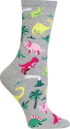 Hot Sox Womens Funny Animal Crew Socks-1 Pair Pack-Cool & Cute Wordplay Novelty Fashion Gifts, Dinosaurs (Gray Heather), 3.5-9 UK