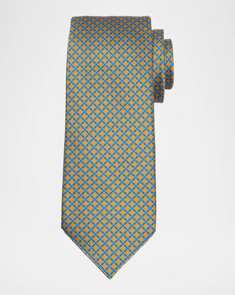 Stefano Ricci Men & apos;s Grid Check Square Silk Tie