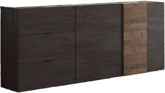 Dmora Dmora - Mueble De Televisi&oacute;n Iseo, Aparador De Sal&oacute;n, Mueble Bajo Para Tv, Base De Pared Equipada, Made In Italy, 181x44 H59 Cm, Pizarra Y Nuez