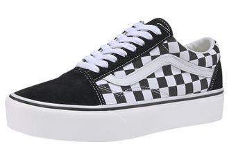 Vans Plateausneaker VANS Old Skool Platform, Damen, Gr. 36,5, schwarz-weiss ((checkerboard), schwarz, true, wei&szlig;), Leder, Textil, Schuhe Plateausneaker, au