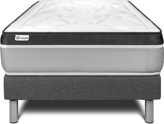 VITALIT Somier Gris + Colch&oacute;n Con Espuma Viscoel&aacute;stica 90 X 190