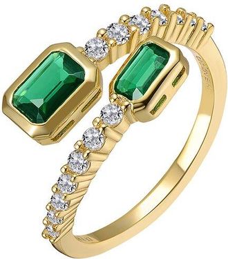 Rachel Glauber 14K Plated Cz Bypass Ring