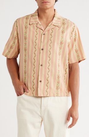 PacSun Oversize Beck Camp Shirt in Pink Multi Stripe at Nordstrom, Size Small