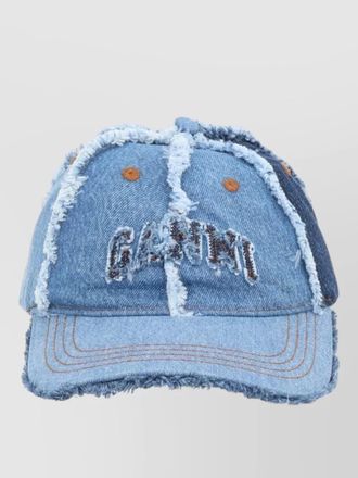 Ganni denim patchwork cap adjustable strap detail