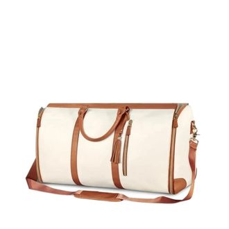 Generic Compatible For 1pc Foldable Womens Travel Convenient Carry-on Clothing Bag Large Leather Duffel Business(Beige)