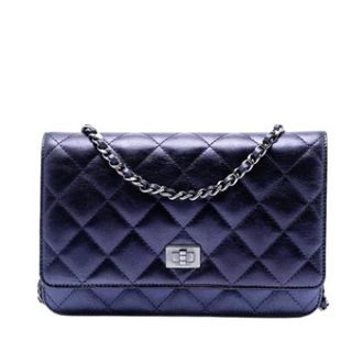 Chanel Pre-owned Wallet on Chain - Dames - Vintage Schoudertas - Blauw - ONE Size - Leer - Vintage