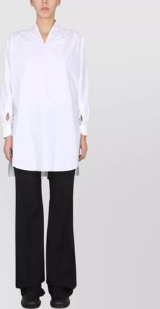 Raf Simons bow collar embroidered long v-neck shirt