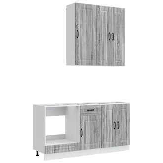 vidaXL Unidad De Cocina Kalmar 5 Uds. Sonoma Gris Madera De Ingenier&iacute;a Vidaxl