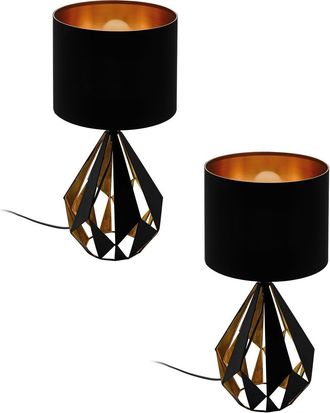 Loops 2 PACK Table Lamp Desk Light Black Shade & Copper Geometric 1x 60W E27