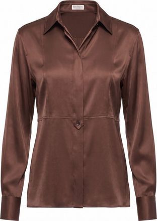 Brunello Cucinelli Satin Shirt With Monili