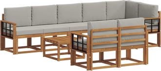 vidaXL Conjunto De Sof&aacute;s De Exterior 9 Uds. Gris Natural Y Claro Vidaxl