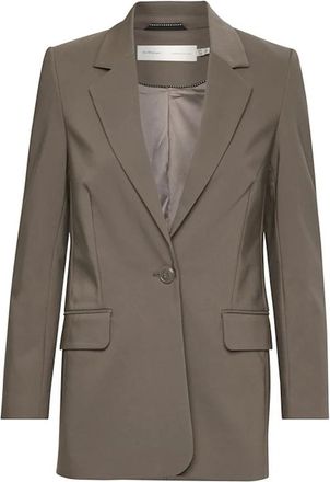 Inwear Klassieke Lange Blazer in Sandy Grey - Dames - Blazers - Bruin - XL - Katoen - Jassen