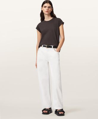 AllSaints Cotton Anna Crew Neck Short Sleeve T-Shirt, Size: XS