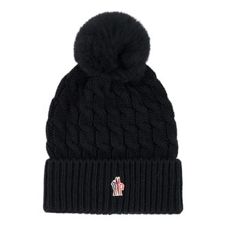 Moncler Grenoble wollen muts met pompon - Dames - Accessoires - Zwart - Maat: ONE Size Wol