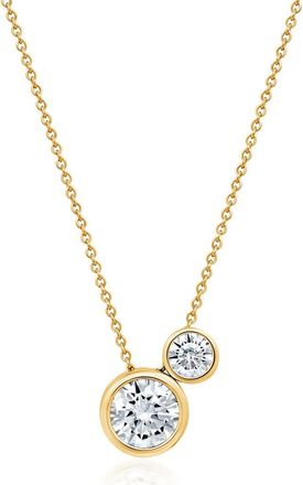 Crislu Brilliant 2-Stone Pendant Necklace in 18Kyg/Clear Stone at Nordstrom, Size 16