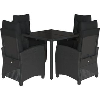 vidaXL Set De Muebles Jard&iacute;n 5 Pzas Con Cojines Rat&aacute;n Sint&eacute;tico Negro Vidaxl