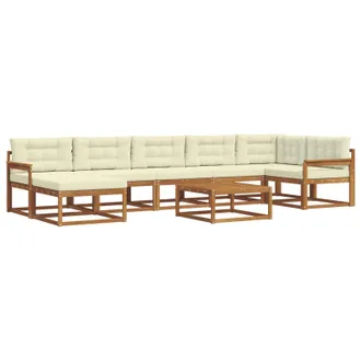 vidaXL Conjunto De Sof&aacute;s De Exterior Con Coj&iacute;n 8 Pcs Natural Y Crema Vidaxl
