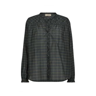 Mos Mosh Shirts, female, Green, L, Elegant Silky Shirt with Flounce Details