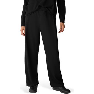 Eileen Fisher Pleated Straight Leg Ankle Pants in Black at Nordstrom, Size Large