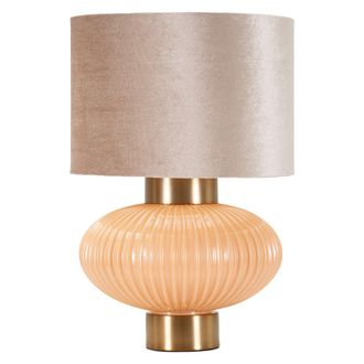 Dmora L&aacute;mpara De Mesa Fanoti, Necesita 1 Bombilla, Pantalla, Base E27, Rosa Perlado