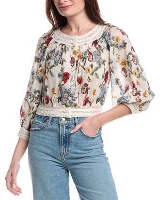 Alice & Olivia Alice + Olivia Cherelle Gathered Crop Blouse