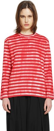 Comme Des Gar&ccedil;ons Striped Cotton Jersey Long Sleeve T-Shirt
