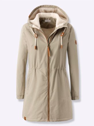 Casual Looks Parka CASUAL LOOKS, Damen, Gr. 21, braun (schlamm), 60% Baumwolle, 40% Polyamid, Wattierung:100% Polyester, &Auml;rmelfutter:100% Polyester, unifarben, Jac