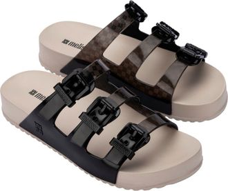 Melissa Cozy Stripes Platform Slide Sandal in Beige/transp Black at Nordstrom, Size 10