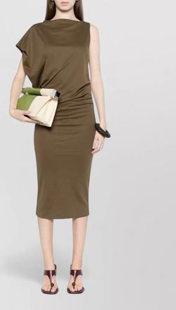 Jacquemus cotton silk asymmetric one-sleeve midi dress